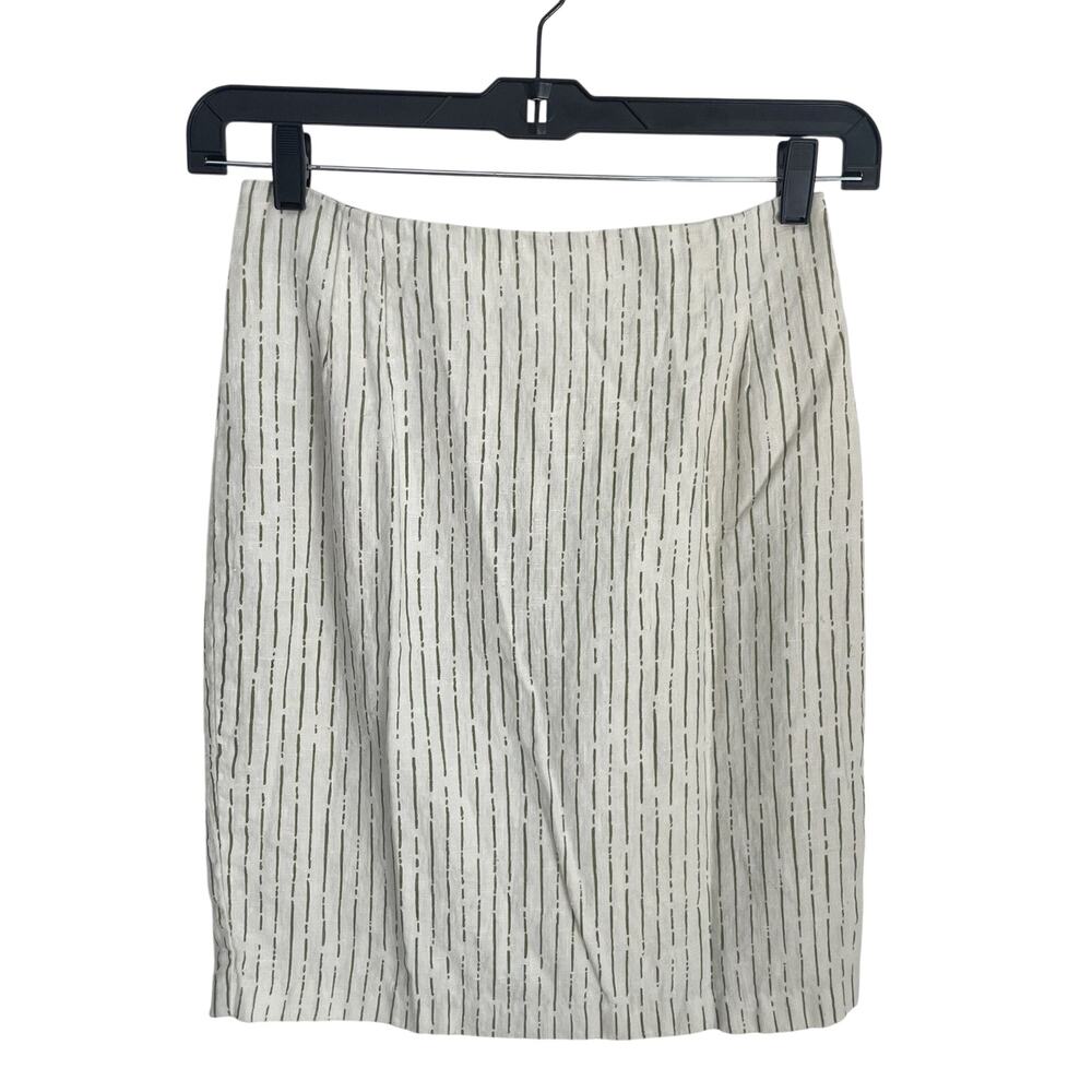 VTG 90s Linen Mini Skirt S Hand Screened USA Made Minimalist Art Print Coastal‎
